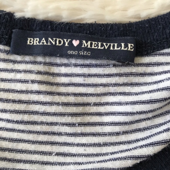 Brandy Melville navy and white striped alien tee nautical, preppy, comfy - Picture 4 of 7